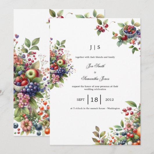 庭のカラフル 招待状 (正面/裏面)