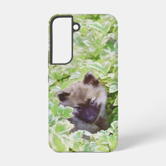 庭のキースホンドの子犬の絵 オリジナルアート SAMSUNG GALAXYケース (裏面)