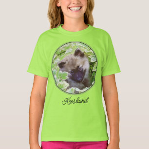 庭のキースホンドの子犬の絵 オリジナルアート Tシャツ