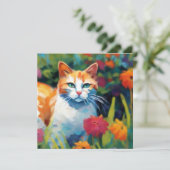 庭のグリーティングカードに登場する猫 カード (スタンド正面)