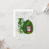 庭のグリーティングカードの中の犬 カード (正面/裏面インサイチュ)