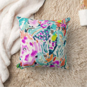 庭のグレービーのカラフルな水彩画の花柄 クッション (ブランケット)