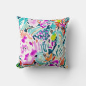 庭のグレービーのカラフルな水彩画の花柄 クッション (正面)