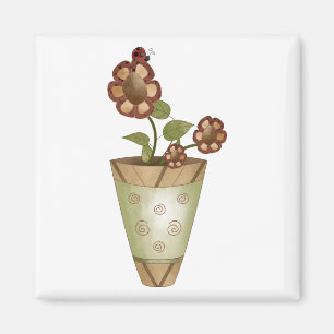 庭のコレクション · てんとう虫が付いている鉢植えな花 マグネット