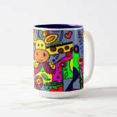 庭のコーヒー・マグのクールなキリン ツートーンマグカップ (正面右)