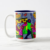 庭のコーヒー・マグのクールなキリン ツートーンマグカップ (左)