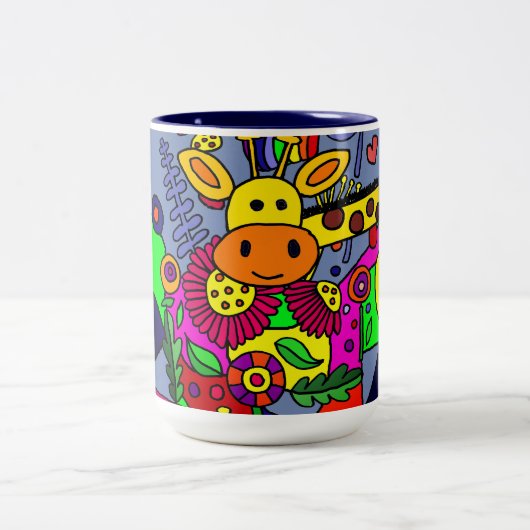 庭のコーヒー・マグのクールなキリン ツートーンマグカップ (中央)