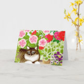 庭のジャングル・キャット カード (黄色い花)