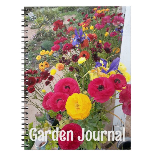 庭のジャーナル ランヌキュラス 赤 春の花 ノートブック (正面)