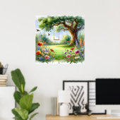 庭のスウィング風景1 ポスター (ホームオフィス)