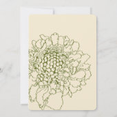 庭のスカビオサの花のラインイラスト 招待状 (裏面)