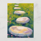 庭のステッピングストーンウォーターカラー ポストカード (正面)