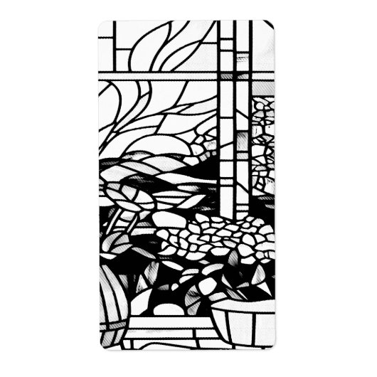 庭のステンドグラス ラベル (正面)