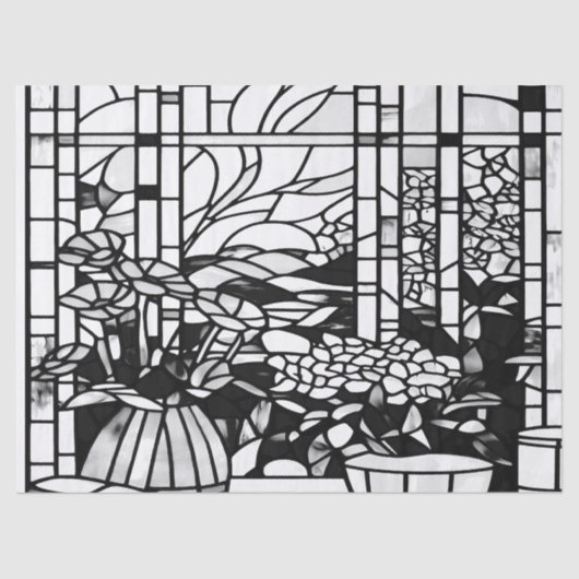 庭のステンドグラス 薄葉紙 (正面)