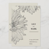 庭のダリアの花。彫刻された背景。 招待状 (正面/裏面)