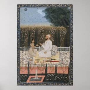 庭のテラスでカップル ポスター