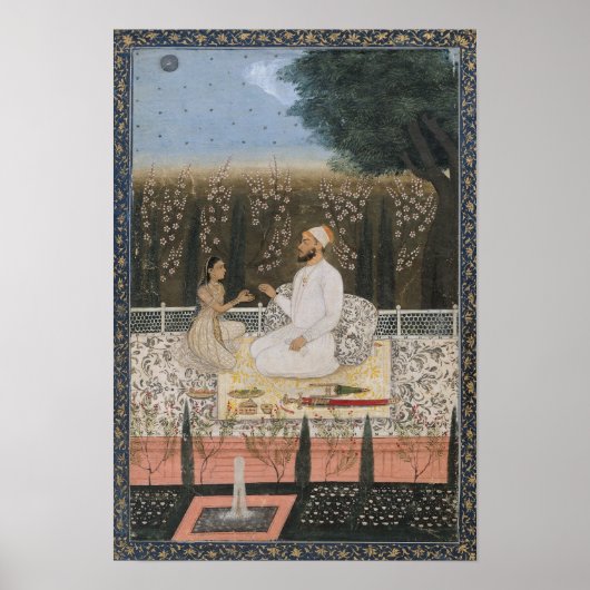 庭のテラスでカップル ポスター (正面)