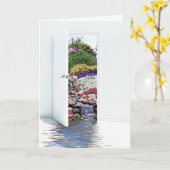 庭のドアおよび滝 カード (黄色い花)