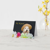 庭のノートカード – 子犬の花 カード (黄色い花)