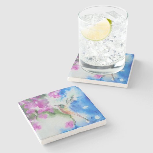 庭のハチドリの大理石の石のコースター ストーンコースター (横)