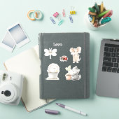庭のハリネズミ ネズミ 猫 トンボ テントウムシ シール (iPadカバー)