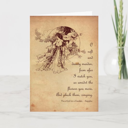 庭のバレンタインの女の子 シーズンカード (正面)