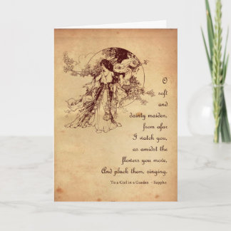 庭のバレンタインの女の子 シーズンカード