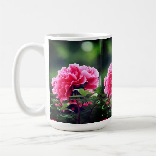 庭のピンクの牡丹の花–33333 コーヒーマグカップ (左)