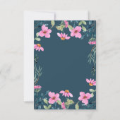 庭のピンクの花の歓迎 招待状 (裏面)