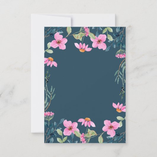 庭のピンクの花の歓迎 招待状 (裏面)