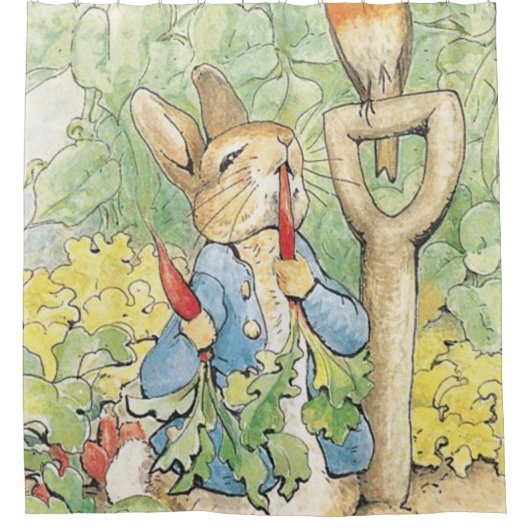 庭のピーター・ラビット – Beatrix Potter シャワーカーテン (正面)