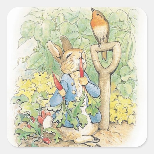 庭のピーター・ラビット – Beatrix Potter スクエアシール (正面)