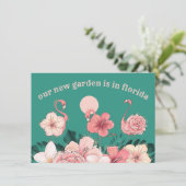 庭のフラミンゴがフロリダに引越し 新住所のお知らせ 案内状 (スタンド正面)