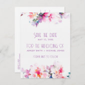 庭のフローラ予算の結婚式の日付を保存 案内ポストカード (正面/裏面)
