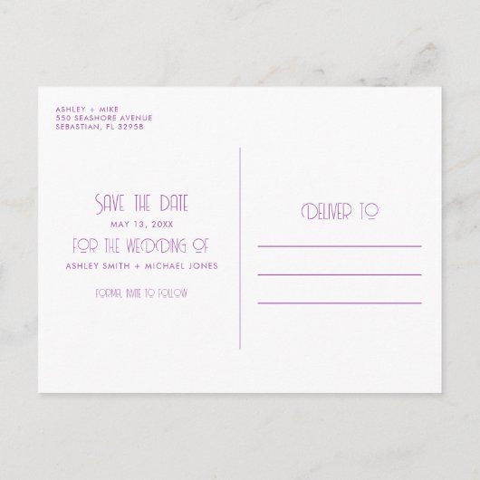 庭のフローラ予算の結婚式の日付を保存 案内ポストカード (裏面)