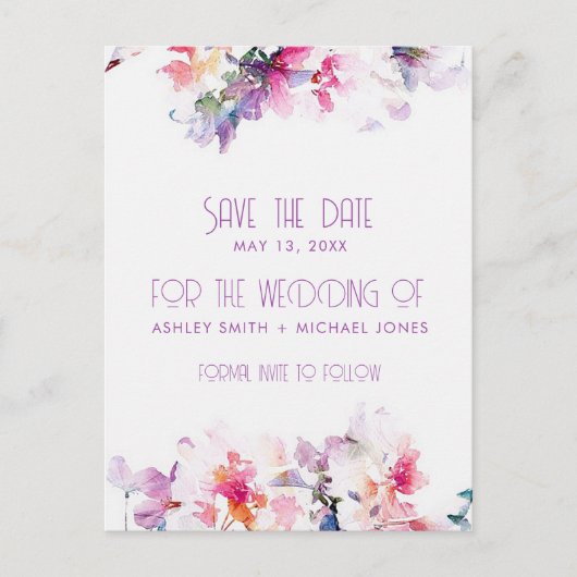 庭のフローラ予算の結婚式の日付を保存 案内ポストカード (正面)