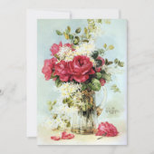 庭のブライダルシャワーから新しいバラ 招待状 (正面)