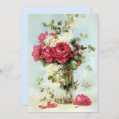 庭のブライダルシャワーから新しいバラ 招待状 (正面/裏面)