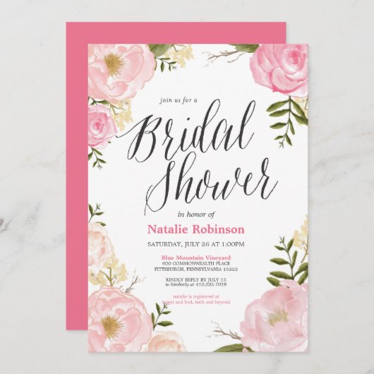 庭のブライダルシャワーの招待状 招待状 (正面/裏面)