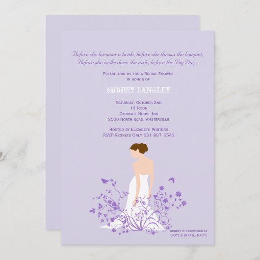 庭のブライダルシャワーの招待状 招待状 (正面/裏面)