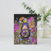 庭のプールにすみれ色の髪の少女 ポストカード (スタンド正面)