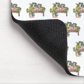 庭のベンチのマウスパッド上の鉢植え マウスパッド (コーナー)