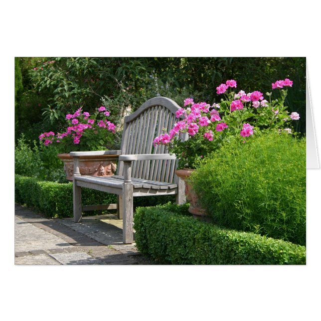 庭のベンチカード (正面横)