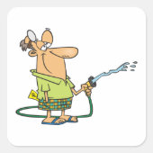 庭のホースを持つ人 スクエアシール (正面)