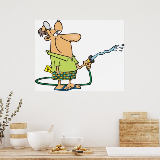 庭のホースを持つ人 ポスター (キッチン)