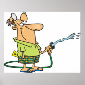 庭のホースを持つ人 ポスター (正面)