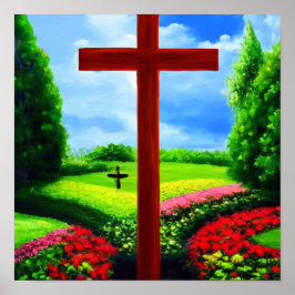 庭のポスターに十字を2つ ポスター