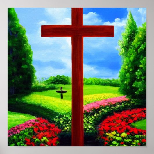 庭のポスターに十字を2つ ポスター (正面)