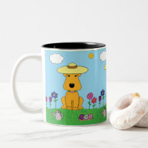 庭のマグのかわいい漫画の小犬