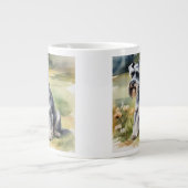 庭のミニチュアシュナウザー – 水彩 ジャンボコーヒーマグカップ (正面)